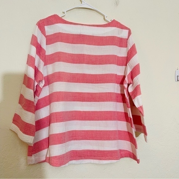 Habitat Quarter Sleeve Gauze Top XS Pink/White - Picture 2 of 11